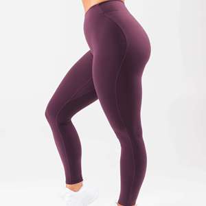 Leggings Deportivos de Cintura Media, Largos, de Color Sólido, Transpirables, de Secado Rápido, con Control de Abdomen, Tejido Sin Costuras de Spandex/Nylon - Product Image 1