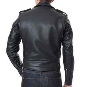Chaqueta de Motociclista de Cuero Vacuno Genuino para Hombre, Chaqueta de Cuero Negra para Motocicleta, Chaqueta de Cuero Vintage Personalizada OEM para Motociclista - Product Image 5