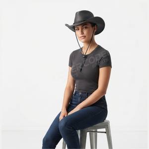 Professional Manufacturer Custom made 100% genuine Leather Unisex <b>Western</b> Cowboy <b>Hat</b> With Pure Leather Sweatband Cowboys <b>Hat</b> - Product Image 5
