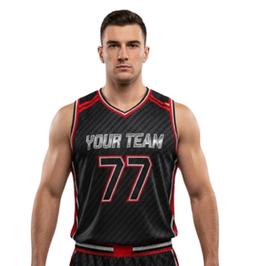 Ensemble uniforme de basket-ball pour hommes, maillot et short, col en V, sans manches, imprimé à fines rayures diagonales, bordure latérale contrastée, kit personnalisé avec nom et numéro - Product Image 3