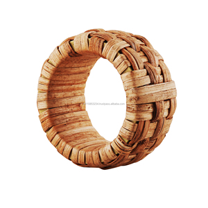 Anneau de serviette en jute tissé à la main, porte-serviettes en canne de bambou, décoration de table rustique pour mariage et banquet - Product Image 5