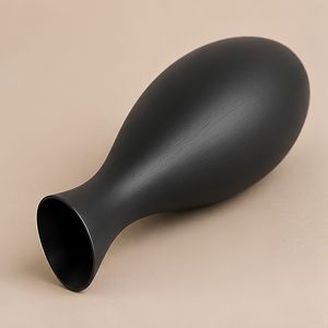 TALL CURVED NECK DECORATIVE <b>VASE</b> Minimalist <b>Ceramic</b> <b>Vase</b> Matte Black Irregular Shape Handmade Tabletop Floral Display - Product Image 3