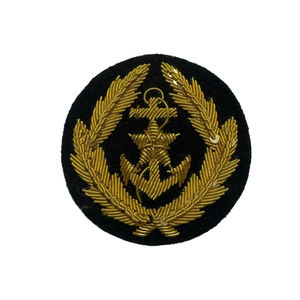 Classic Silicone Beads Wreath Badges Hand Sewn Bullion Crest Handcrafted Uniform Cap Patch - Product Image 1