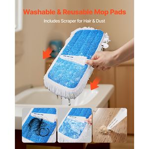 Mopa Fácil de Usar con 3 Almohadillas Lavables, Tanque de Agua Recargable de 27 oz, Mopa de Microfibra para Limpieza de Pisos Secos y Mojados, Empaquetada en Caja - Product Image 6