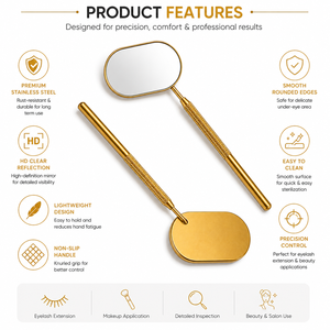 Handheld Personalized Oval <b>Makeup</b> <b>Mirror</b> Gold Plated Metal Frame 3X <b>Magnifying</b> Single Side Spatula for Salon Beauty Tools - Product Image 4