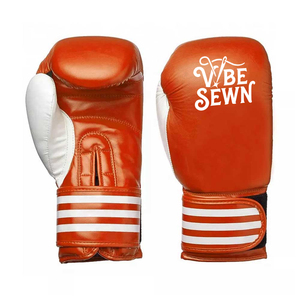 VBE SEWN Boxing Gloves PU <b>Leather</b> Red White Hook and Loop <b>Wrist</b> Closure Unisex Adjustable <b>Strap</b> 16oz Customized Training Gear - Product Image 6