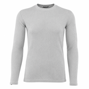 Chemise de compression thermique à manches longues et col rond pour homme, coupe ajustée, en tissu gaufré, séchage rapide, respirante, 100% coton, pour l'automne - Product Image 1