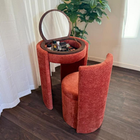 Coiffeuse de luxe personnalisée pour chambre d'adulte, modèle très demandé avec miroir et tabouret rembourré en bois de chêne