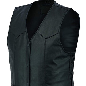 Men's PU <b>Leather</b> <b>Vests</b> Moto Biker Style V-Neck Single Breasted With Side Laces Autumn Outerwear - Product Image 6