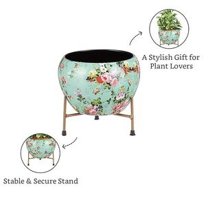 Modern Metal Flower Pot Geometric Pattern Glazed Finish Eco-Friendly Indoor/<b>Outdoor</b> Plant <b>Planter</b> for Home Office Garden Decor - Product Image 2
