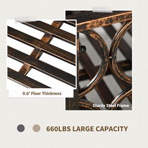 Ponte da Giardino in Metallo a 6 Archi con Ringhiere di Sicurezza e Motivi a Vite, Capacità 660 Libbre Ornamento con capacità di carico elevata e facile montaggio - Product Image 4