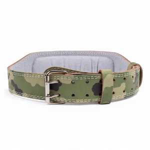 Double Prong Weightlifting Leather Camouflage Belt <b>Back</b> <b>Support</b> Trainer Camo Belts 10MM Camouflage PU Leather Belts Unisex - Product Image 3