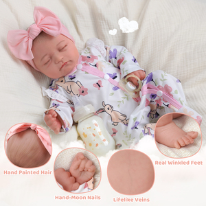 Poupée Bébé <span class=keywords><strong>Reborn</strong></span> Fille Réaliste Endormie Babeside 20'' Connie, Corps en Tissu Doux, Compagnon de Confort, Vente en Gros Usine OEM ODM - Product Image 2