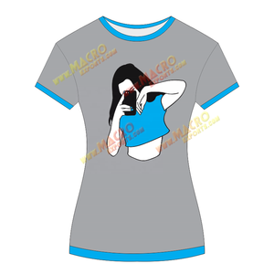 Camisetas baratas de alta calidad con impresión personalizada y cuello redondo para mujer, camisetas con logotipo para mujer, camisetas de mezcla de algodón - Product Image 2
