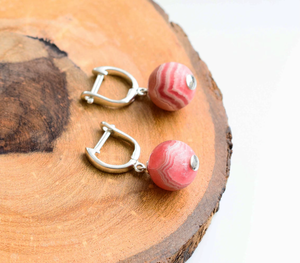 Pendientes de Bola de Rodocrosita Natural Harmony, los Más Vendidos, con Metal Plateado 925, Joyería de Moda para Mujer - Product Image 5