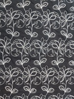 Tissu en coton noir de jais en gros avec broderie florale blanche et travail de cordon 3D pour vêtements de créateurs et décoration intérieure