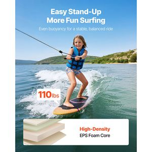 Tabla de Wakesurf de 45 Pulgadas con Núcleo de Espuma EPS Resistente a los Rayos UV y Almohadilla Antideslizante de EVA, Accesorio Universal para Jóvenes - Product Image 3