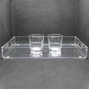Modern Acrylic Display Serving Storage Tray For Tea Coffee Breakfast Trending <b>Clear</b> Organizer Tray For Home & Coffee <b>Table</b> Decor - Product Image 5