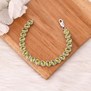 Premium Natural Green Peridot Bracelet in 925 Sterling Silver Handmade Luxury Jewelry Women & <b>Men</b> - Product Image 1