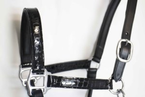 Harnais de cheval anglais sur mesure en cuir teint à la fûtée avec têtière réglable, rembourrage en cuir souple et quincaillerie en laiton - Product Image 5