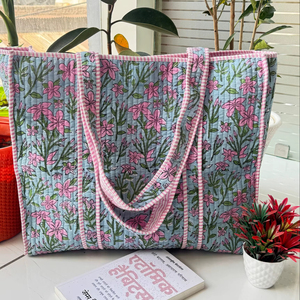 Bolsa de Maquillaje Artesanal para Mujer, Estilo Vintage, con Cierre, Ecológica, Gran Capacidad, Asa Suave, Diseño Floral Original, Acolchada, Estilo Exótico - Product Image 1