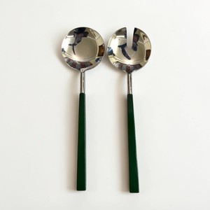 Modern Stainless Steel Salad Servers with Emerald Green Handles 2-Piece Salad <b>Spoon</b> <b>and</b> <b>Fork</b> <b>Set</b> Mirror Polished Metal Cutlery - Product Image 2