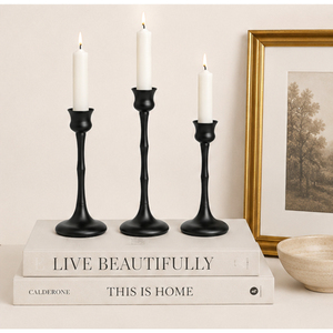 Modern Matte <b>Black</b> Metal Taper Candle <b>Holder</b> Set of 3 Iron <b>Candlestick</b> Stand for Home Decor and Christmas Table Settings - Product Image 4
