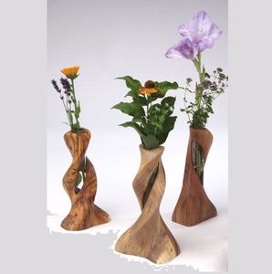 Florero Alto de Madera para Decoración de Dormitorio Contemporáneo, con Textura de Madera Natural y Acabado Refinado, Marca Privada - Product Image 1