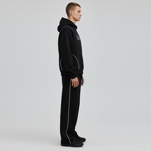 Premium Quality Hooded Casual <b>Men's</b> 100% Cotton Autumn Tracksuit with Black Jogging Set - Product Image 2
