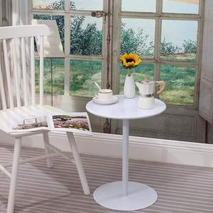 Table d'appoint moderne en acier, table ronde minimaliste, 40 cm, revêtement poudré blanc, décoration contemporaine pour salon - Product Image 4