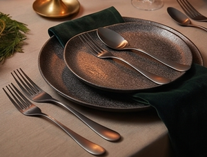Ensemble de couverts minimalistes finition mate en acier inoxydable, fourchette, couteau, cuillère, résistant à la rouille, couverts en métal pour la cuisine et la table - Product Image 3