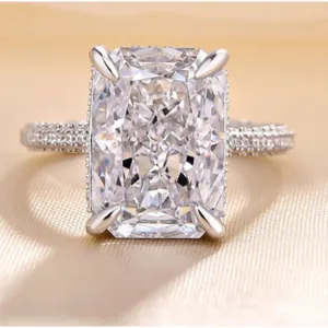 Bague de mariage vintage IGI Lab Grown, diamant taille coussin 6 carats, or blanc 14K plaqué rhodium, E F VVS2 - Product Image 6