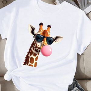 T-shirt femme girafe soufflant bubblegum rose - Product Image 3