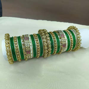 Gold Plated Crystal Stone Pearl <b>Bangle</b> <b>Set</b>-Fashion Jewelry - Product Image 3