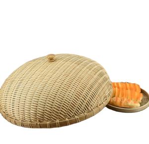 Plateau de service rond en rotin Lacvietcraft LV09221 de haute qualité fabriqué à la main avec couvercle alimentaire - Product Image 1