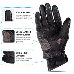 Guantes de Motocicleta de Cuero Genuino Personalizados de Fábrica, Transpirables, con Pantalla Táctil, Antideslizantes para Carretera - Product Image 5