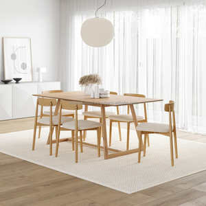 ชุดโต๊ะทานอาหารสี่เหลี่ยม6-Seater สไตล์มินิมอลแบบโมเดิร์นเฟอร์นิเจอร์ไม้ร่วมสมัยสำหรับร้านกาแฟร้านกาแฟร้านกาแฟสวนใช้ภายนอก - Product Image 6