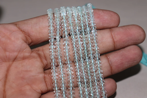 AAA + Excelente calidad Azul Aguamarina Facetada Rondelle Beads Aquamarine Beads Strand - Product Image 3