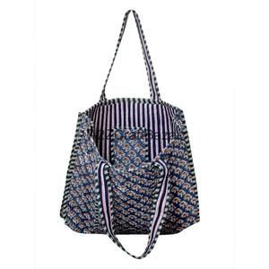 Women's Large Striped Cotton Quilted Tote <b>Bag</b> with Long Handles Sustainable & Sturdy for Groceries & Daily Use - Product Image 3