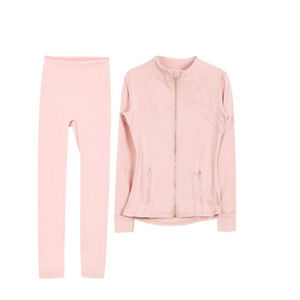 Ensemble de vêtements de sport athlétiques : veste et leggings de yoga, course à pied, gym, yoga, séchage rapide, respirant, avec fermetures éclair dorées - Product Image 4