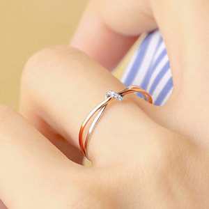 Hallmark Silver Twin Knot 18K Gold Plated <b>Ring</b> Resizable Wedding Band for <b>Couples</b> - Product Image 2