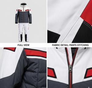 Men's Ski Jacket With Hood Color Blocked Waterproof Synthetic Insulation Zipper Closure White Gray Red Gore-<b>Tex</b> Technology - Product Image 5