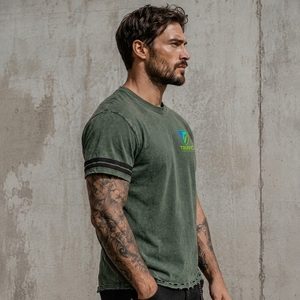Men Vintage Washed <b>T</b> <b>Shirt</b> Distressed Cotton Fabric Soft Feel Faded Finish Relaxed Construction Short Sleeve Casual Apparel OEM - Product Image 5