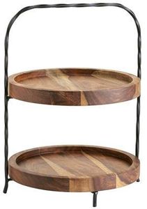 Support de service décoratif à deux niveaux pour gâteaux, cupcakes et collations avec un design de structure métallique robuste - Product Image 3