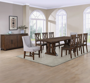 Modern Rustic Style Rectangle Shaped Pedestal Solid Acacia <b>Wooden</b> Base With Tapered Tabletop Natural <b>Water</b> Based Finish Dining - Product Image 5