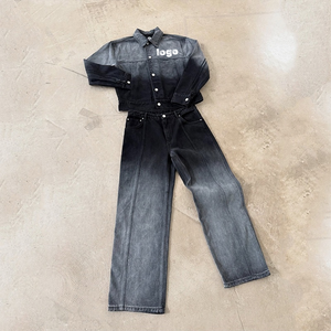 Conjuntos de Chaqueta y Pantalones Vaqueros Térmicos con Bordado, Estilo Casual Urbano de Invierno, Personalizados para Hombre - Product Image 4