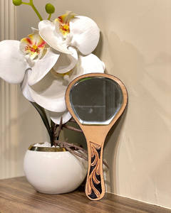 Designer Sunflower Print Hand Tooled Leather <b>Mirror</b> Women Western Stylish Handheld Makeup <b>Mirror</b> Perfect Best Gift for Her - Product Image 4