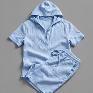 Wholesale Summer Men's Casual Shorts <b>Set</b> Plain Color Solid 100% Cotton Jersey Quick Dry Knitted Pocket Customized Logo <b>Twin</b> <b>Set</b> - Product Image 3