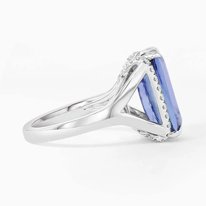 8.17 CT 925 Sterling <b>Silver</b> Oval Cut Moissanite & Diamond Engagement <b>Ring</b> <b>Emerald</b> Cut Prong Setting Rhodium Plated IGI Certified - Product Image 3