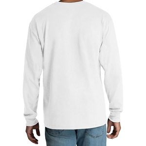 Camiseta de Manga Larga para Hombre, Cuello Redondo, Corte Regular, Color Sólido, Algodón Jersey, Ropa Casual, Blanca - Product Image 3